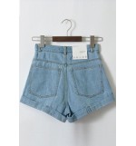 Light Blue Roll-up Denim Shorts