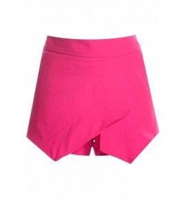 Solid Color Asymmetrical Hem Skort Shorts