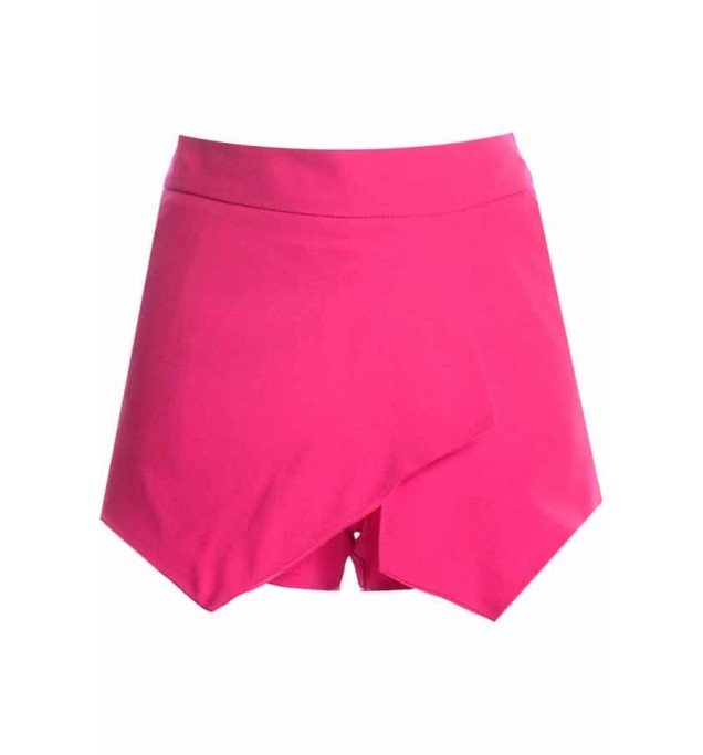 Solid Color Asymmetrical Hem Skort Shorts