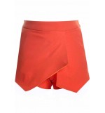 Solid Color Asymmetrical Hem Skort Shorts