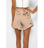 Floral Pattern Side Pocket Casual Shorts