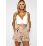 Floral Pattern Side Pocket Casual Shorts