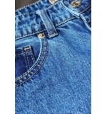 Blue Floral Embroidery Acid Wash Raw Hem Slit Denim Shorts