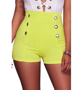 Solid Color Buttons Decor Chic Shorts