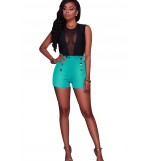 Solid Color Buttons Decor Chic Shorts