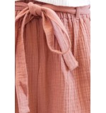 Pink Elastic Waist Wide Leg Casual Shorts