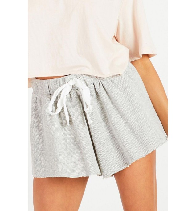 Gray Drawstring Pocket Wide Leg Casual Shorts