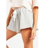 Gray Drawstring Pocket Wide Leg Casual Shorts