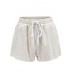 Gray Drawstring Pocket Wide Leg Casual Shorts