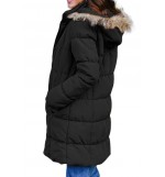 Black Faux Fur Hooded Zipper Up Casual Thicken Coat