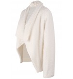 White Faux Fur Open Front Casual Coat