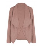 Pink Faux Fur Open Front Casual Coat