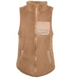 Brown Faux Fur Zipper Pocket Casual Vest