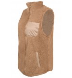 Brown Faux Fur Zipper Pocket Casual Vest