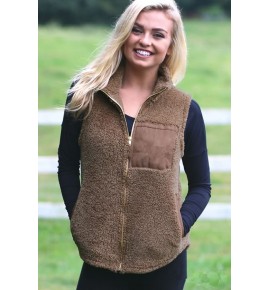 Coffee Faux Fur Zipper Pocket Casual Vest