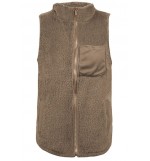 Coffee Faux Fur Zipper Pocket Casual Vest