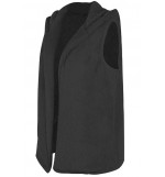 Black Faux Fur Open Front Casual Vest