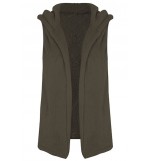 Brown Faux Fur Open Front Casual Vest