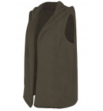 Brown Faux Fur Open Front Casual Vest