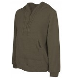 Coffee Faux Fur Drawstring Pocket Half-zip Casual Hoodie