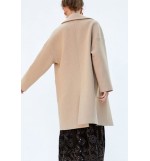 Beige Notched Collar Two Button Pocket Casual Trench Coat