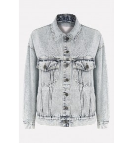 Light-gray Button Up Pocket Casual Denim Jacket