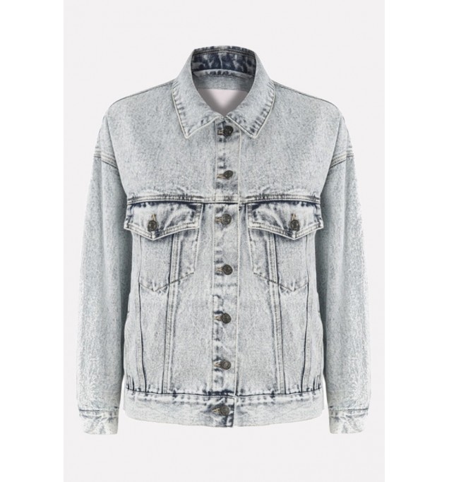 Light-gray Button Up Pocket Casual Denim Jacket