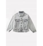 Light-gray Button Up Pocket Casual Denim Jacket