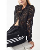 Black Lapel Sexy Lace Shirt