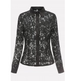 Black Lapel Sexy Lace Shirt