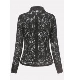 Black Lapel Sexy Lace Shirt