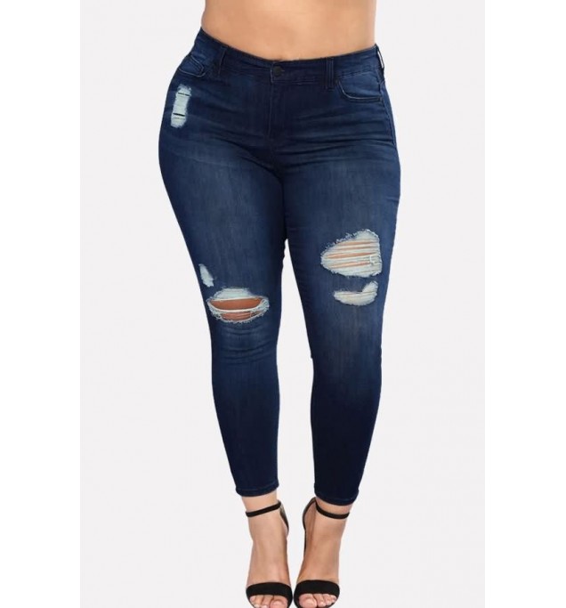 Ripped Shredded Casual Jeans