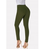 Army-green Pocket Casual Skinny Jeans