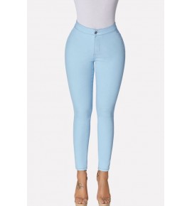 Light-blue Pocket Casual Skinny Jeans