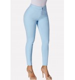 Light-blue Pocket Casual Skinny Jeans