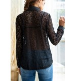 Black Tied Neck Sexy Lace Blouse