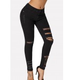 Black Ripped Distressed Casual Jeans