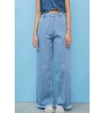 Wash Denim Pocket Casual Wide Leg Jeans