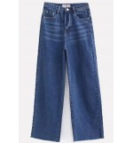 Wash Denim Pocket Casual Wide Leg Jeans