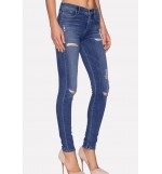 Blue Ripped Distressed Skinny Casual Jeans