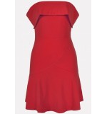 Red Off Shoulder Ruffles Hem Sexy Party Dress