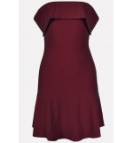 Dark-red Off Shoulder Ruffles Hem Sexy Party Dress