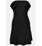 Black Off Shoulder Ruffles Hem Sexy Party Dress