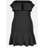 Black Off Shoulder Ruffles Hem Sexy Party Dress